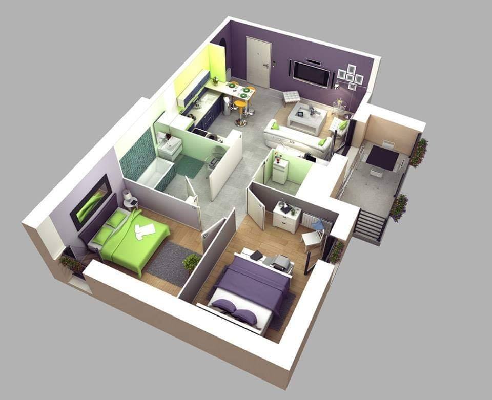 20 ideas de planos de casas de un piso en 3D, para diferentes estilos de  vida. - Casas Rusticas