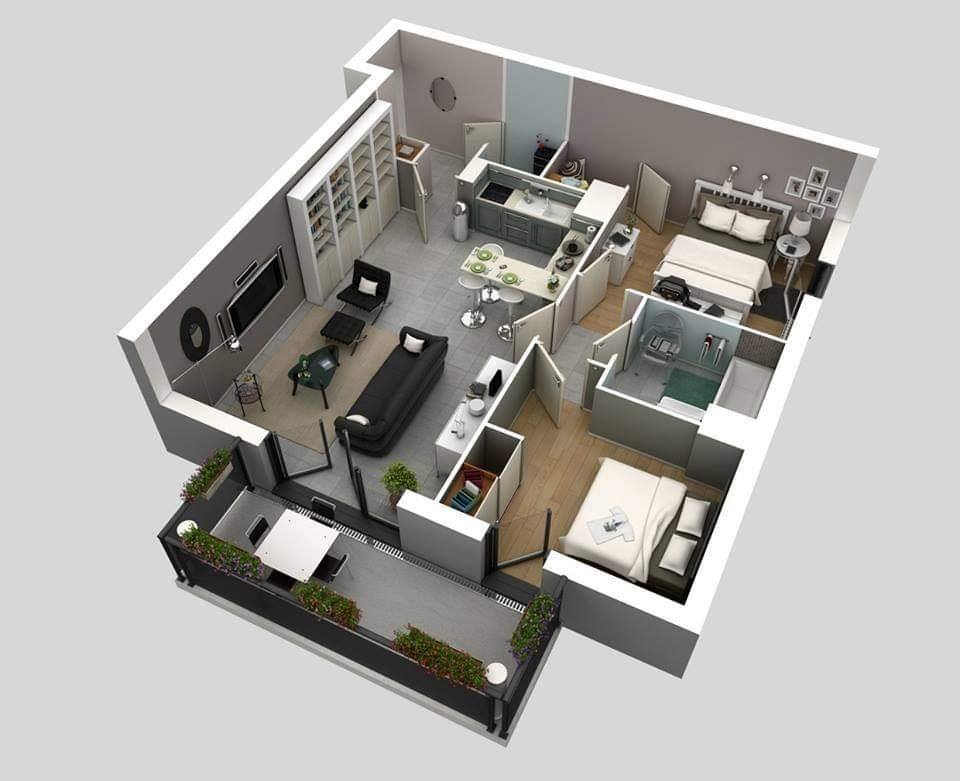 20 ideas de planos de casas de un piso en 3D, para diferentes estilos de  vida. - Casas Rusticas