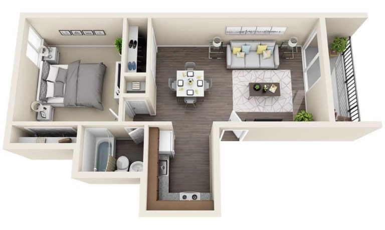 20 ideas de planos de casas de un piso en 3D, para diferentes estilos