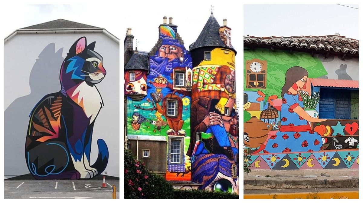 Fachadas de casas pintadas por arte urbano o arte de calle - Casas Rusticas