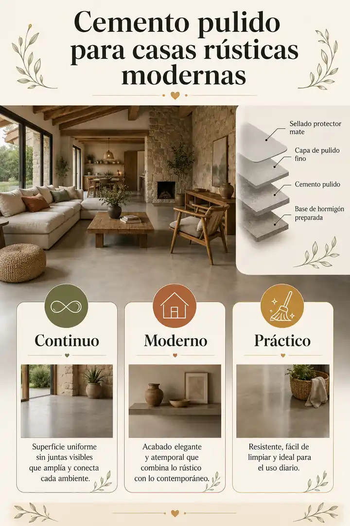 Cemento pulido para casas rústicas modernas