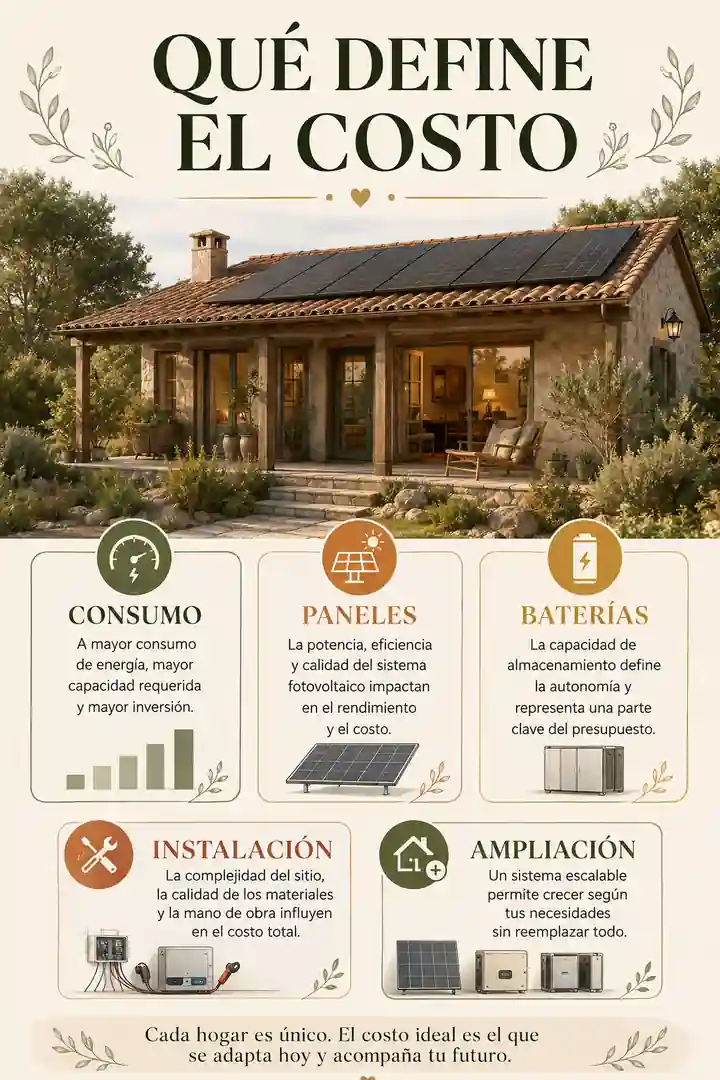 Factores que definen el costo de una casa rústica con energía solar