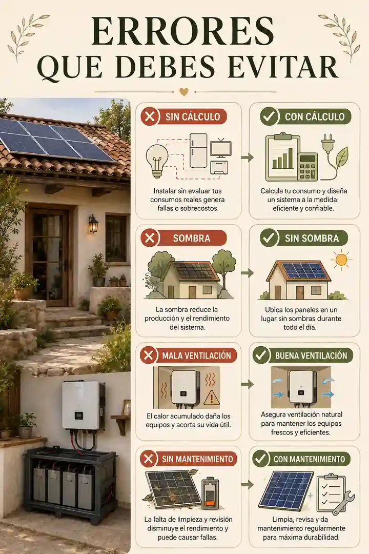 Errores comunes que deben evitarse al instalar un sistema solar