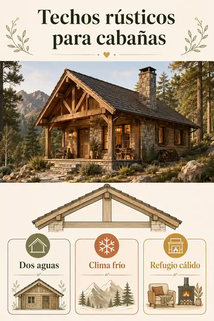 Infografía de techos rústicos para cabañas