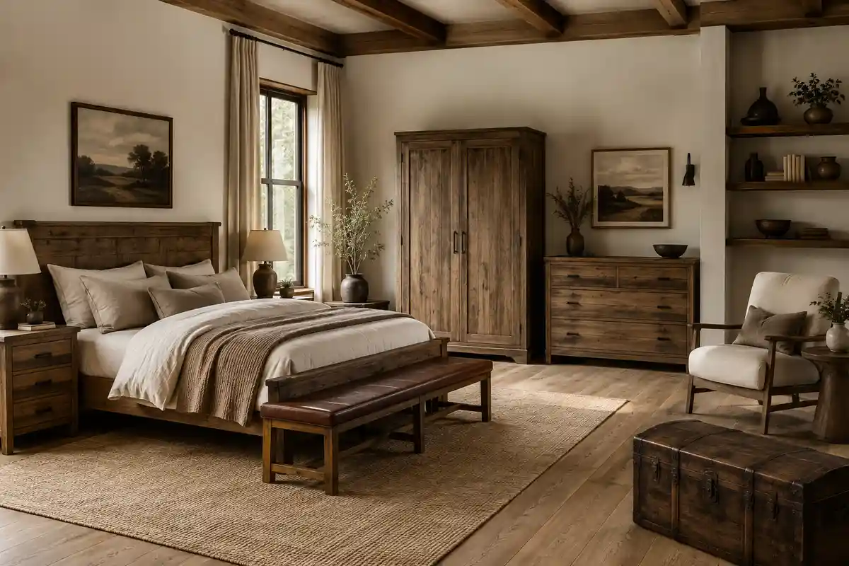 Muebles recomendados para un dormitorio rústico moderno