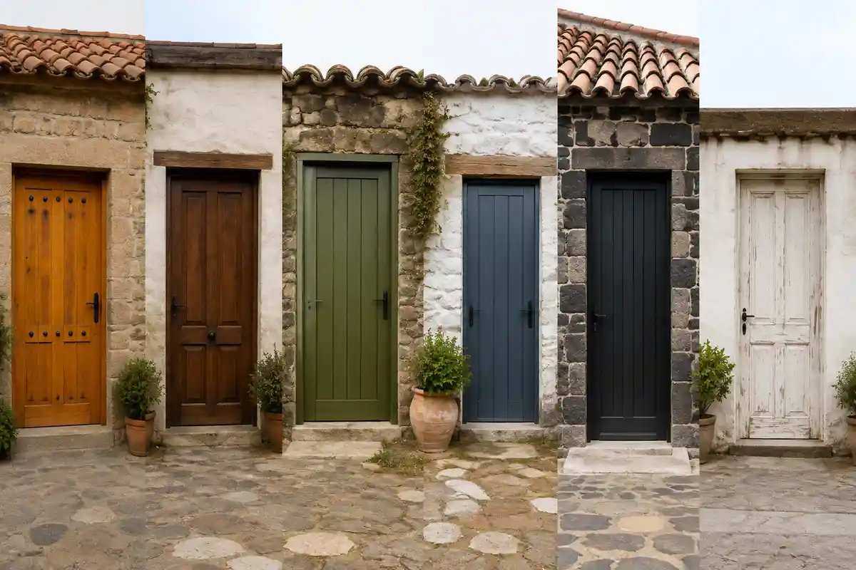 Colores para puertas rústicas integradas en fachadas rurales