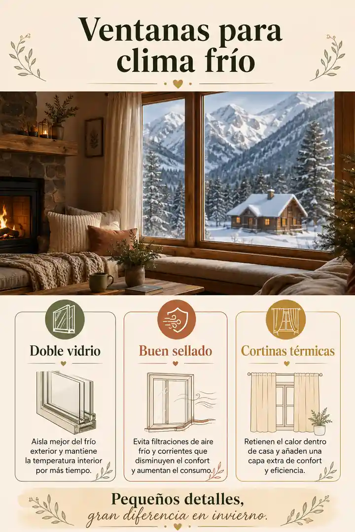Infografía de ventanas para clima frío