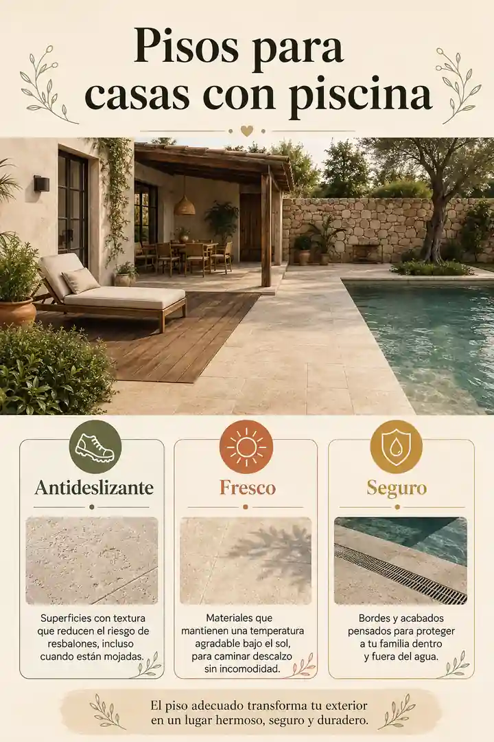Pisos para casas con piscina