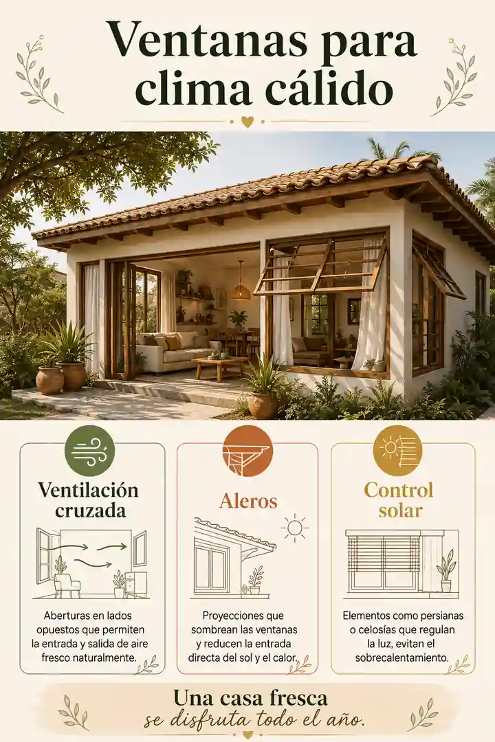 Infografía de ventanas para clima cálido