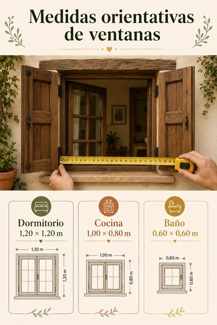 Infografía de medidas orientativas de ventanas
