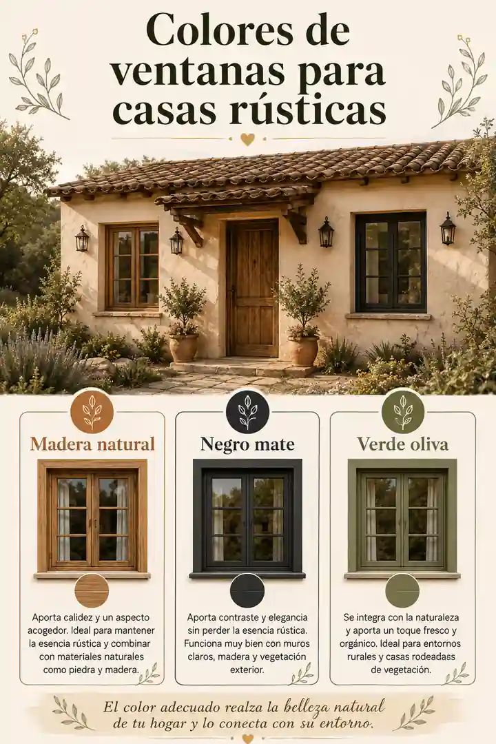 Infografía de colores para ventanas de casas rústicas