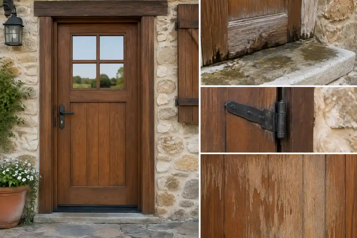 Problemas comunes y protección de una puerta rústica exterior