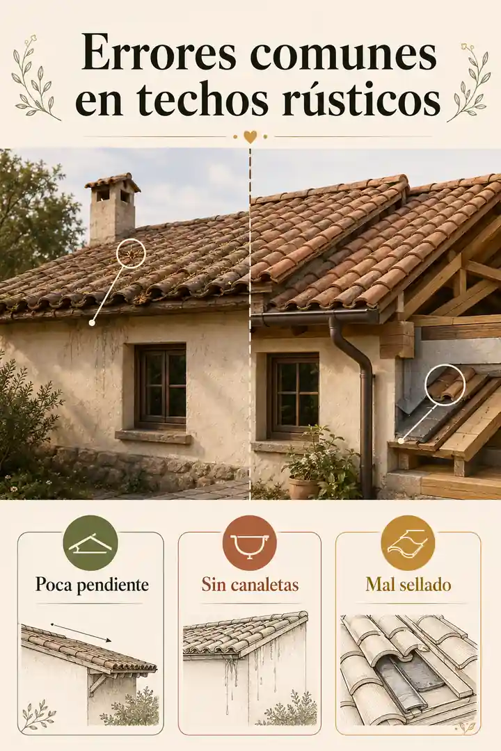 Infografía de errores comunes en techos rústicos