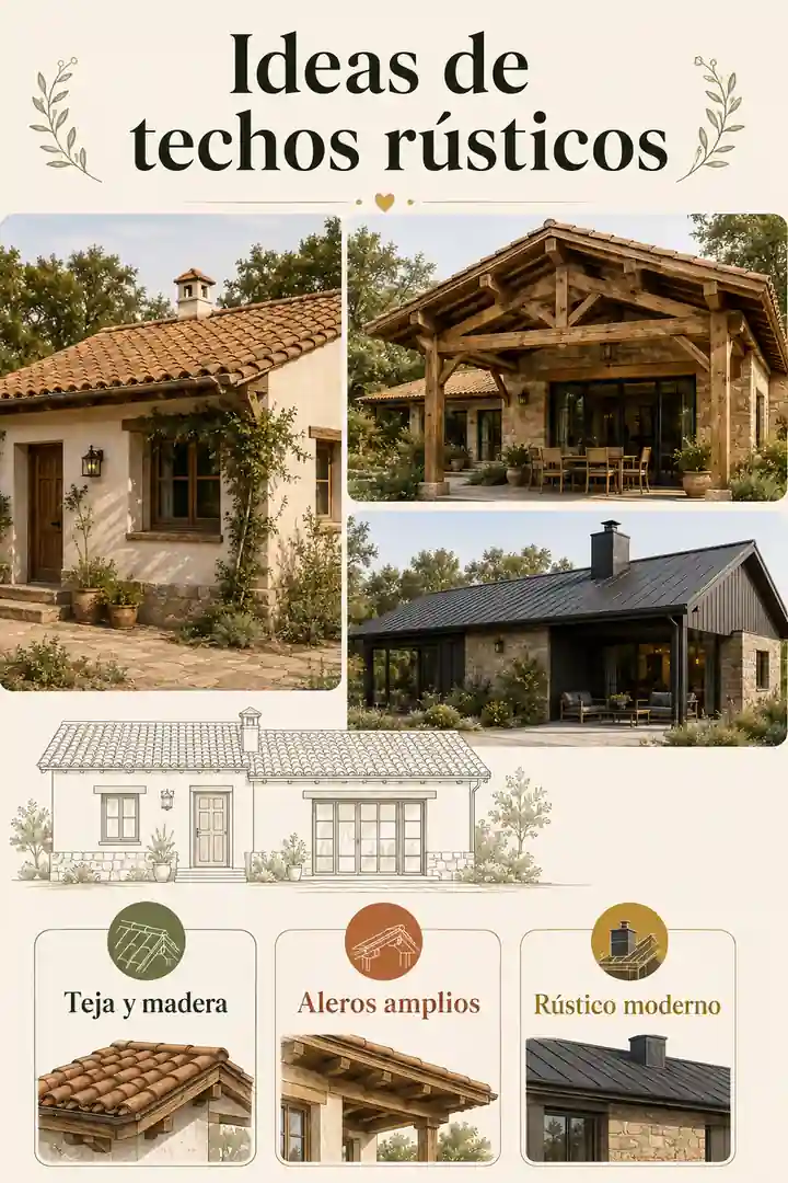 Infografía de ideas de techos rústicos
