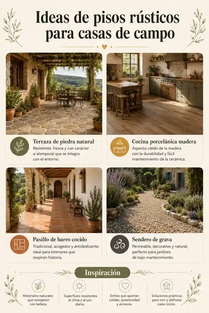 Ideas de pisos rústicos para casas de campo