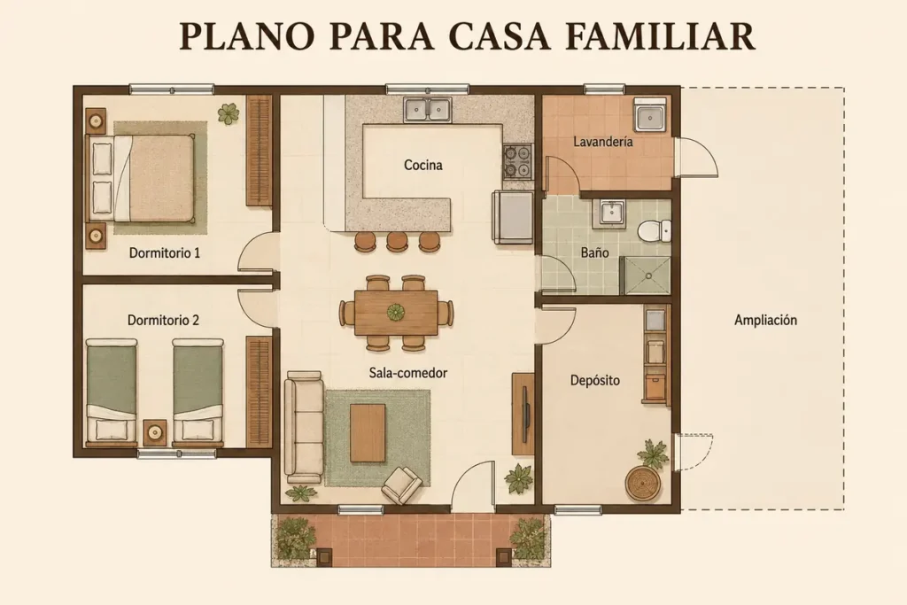 Plano funcional para una casa familiar pequeña