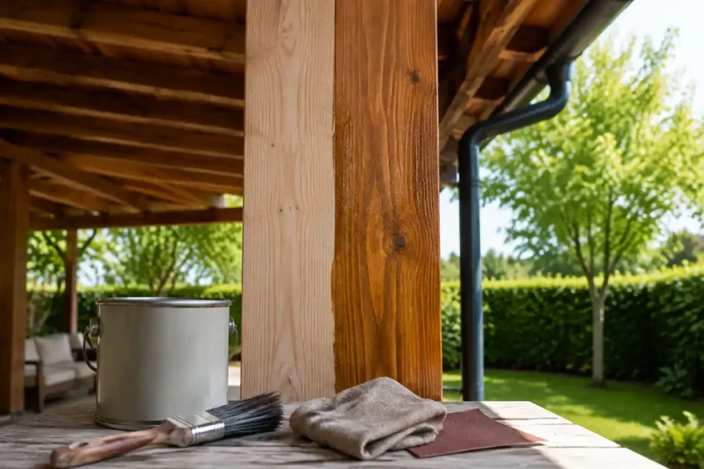 Mantenimiento de pérgola de madera con protector exterior