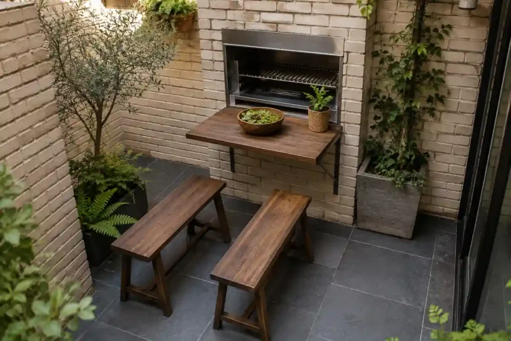 Parrilla compacta para patio pequeño