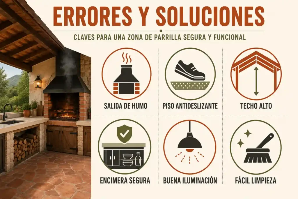 Errores y soluciones de seguridad para parrillas rústicas